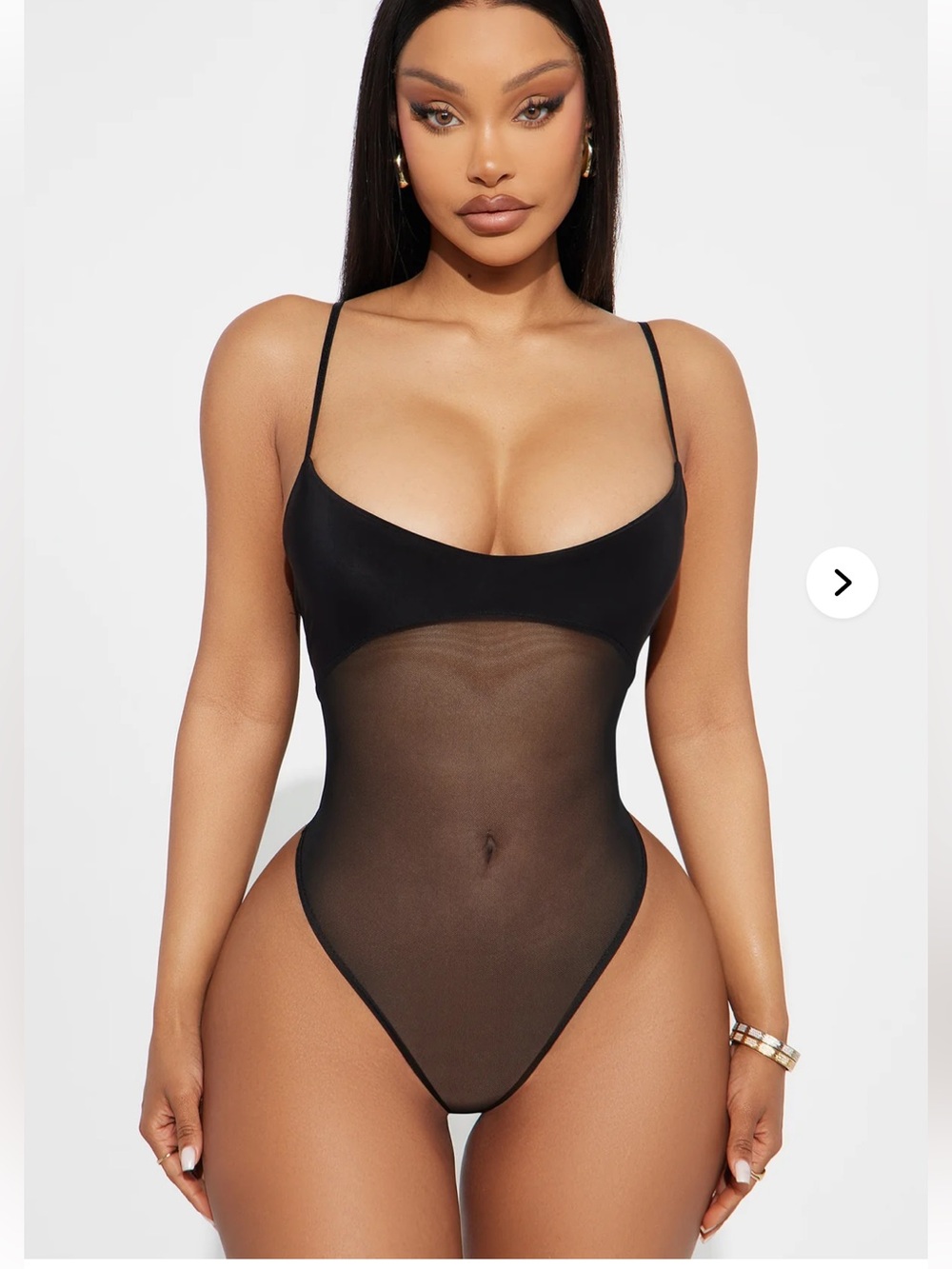 NWT! Fashion Nova Calypso Black Sheer Mesh Bodysuit - Sz s